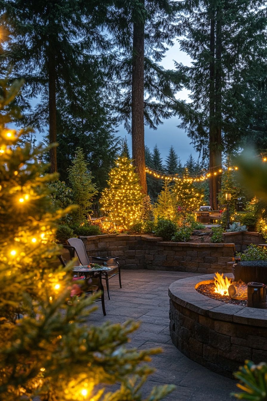 twinkle lights and forest