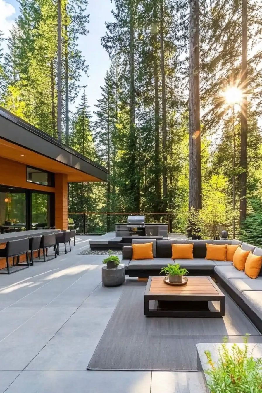 Forest Patio with Vibrant Accents