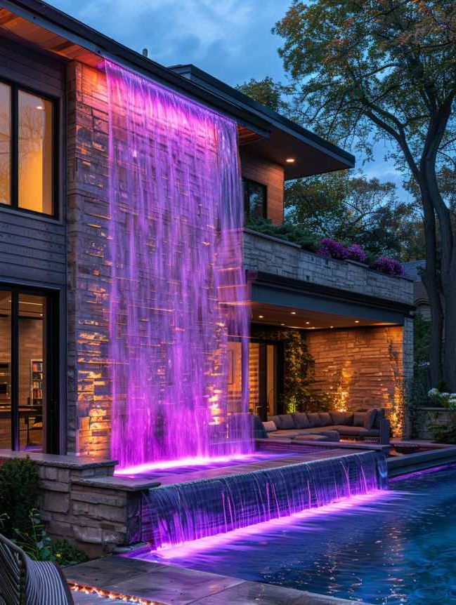Small Backyard Pool Ideas with Waterfall