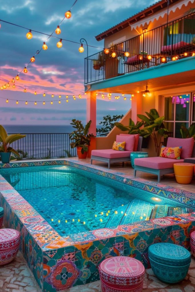 retro vintage above ground pool idea