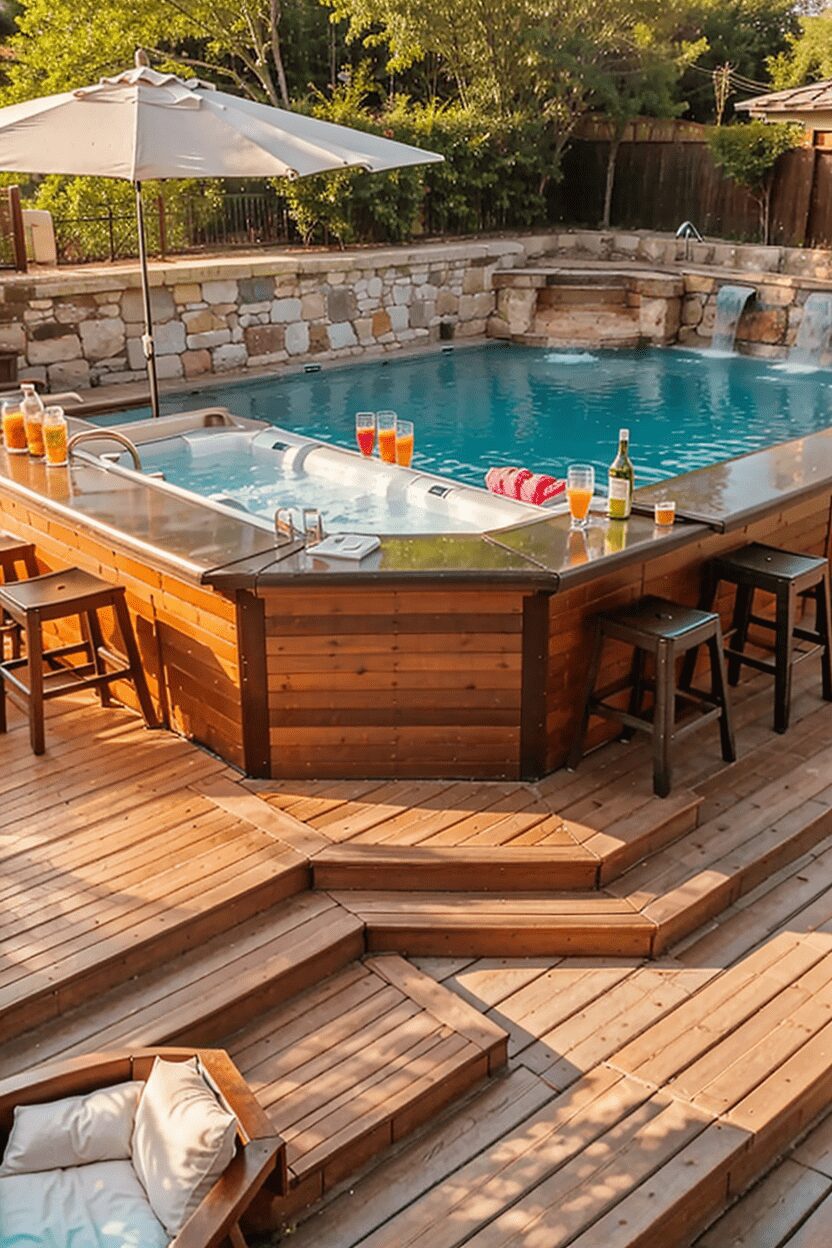 bar next to pool above ground