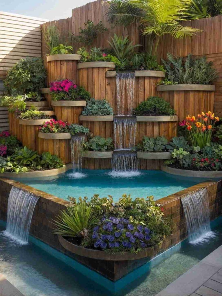 Small Backyard Pool Ideas with Waterfall