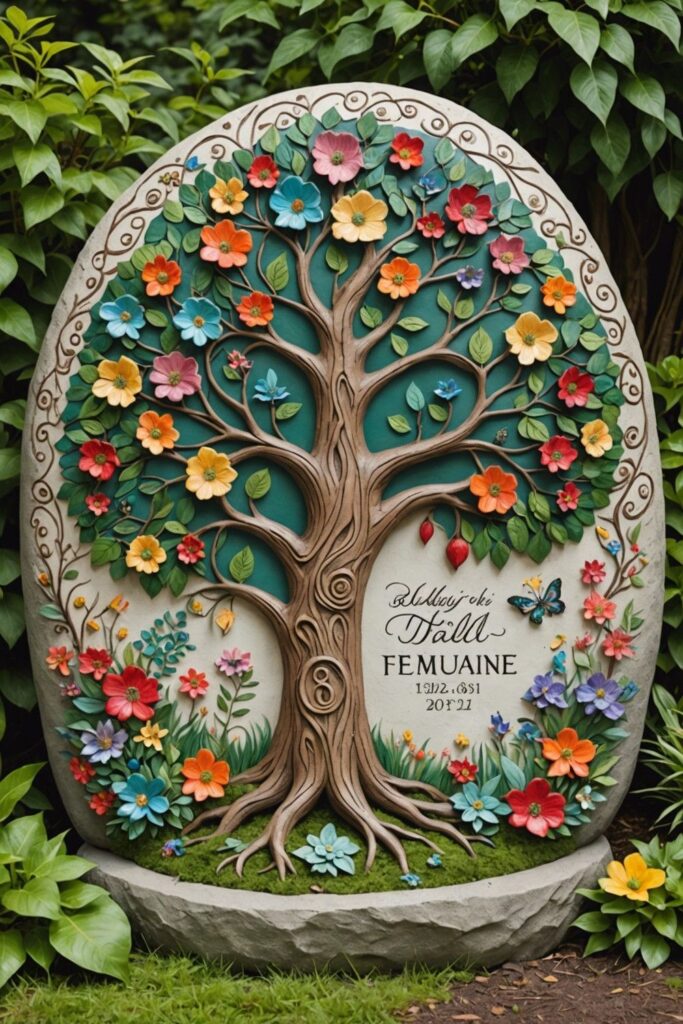 Family Tree Rock Art for Gardens