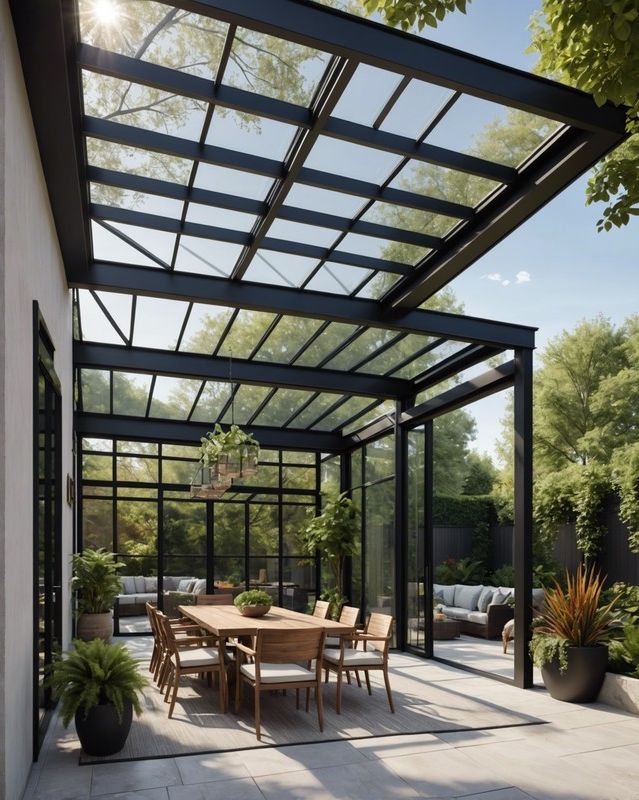 Glass Roof with Sliding Panels