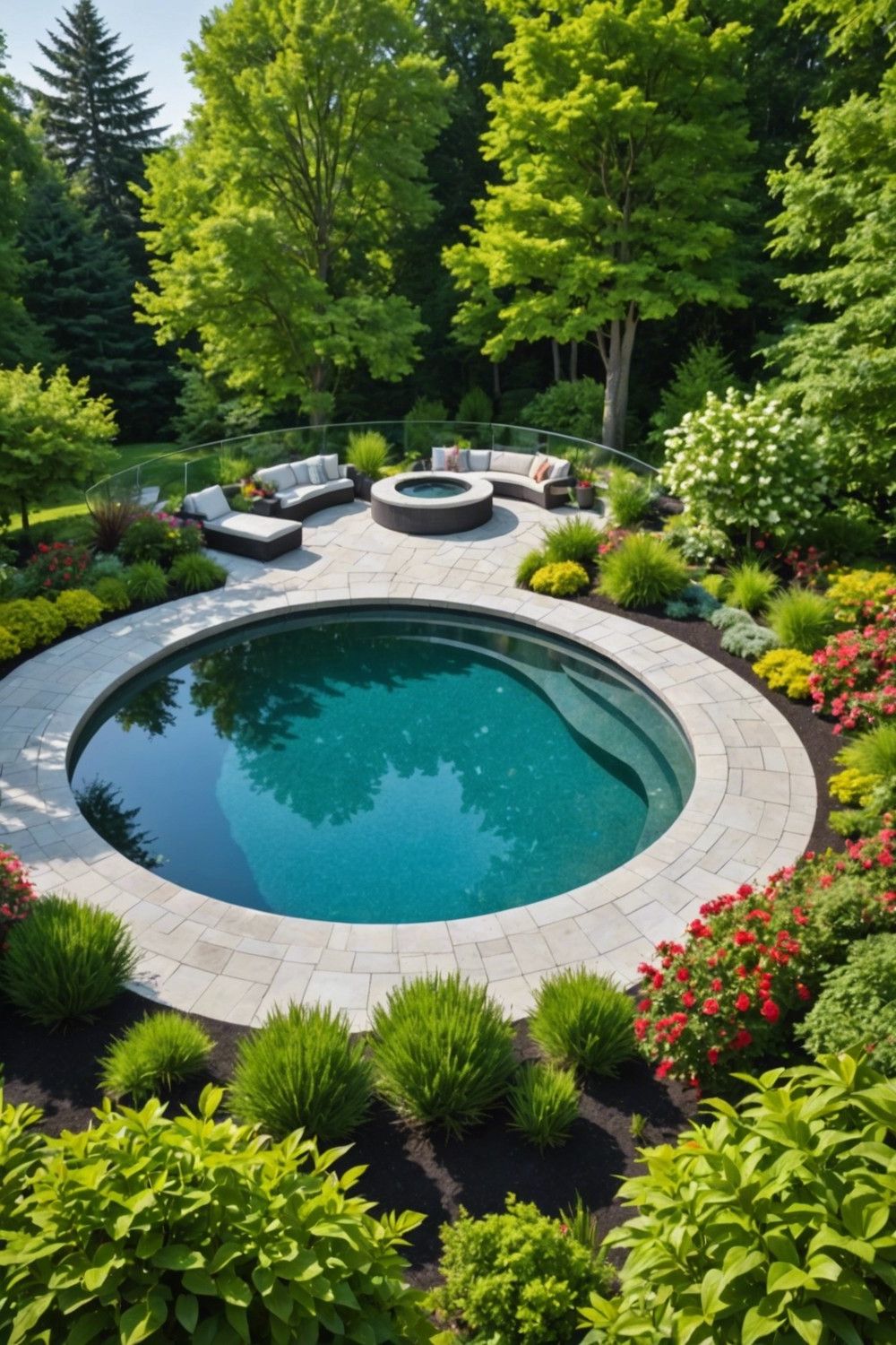 Round Pool with Glass Fence