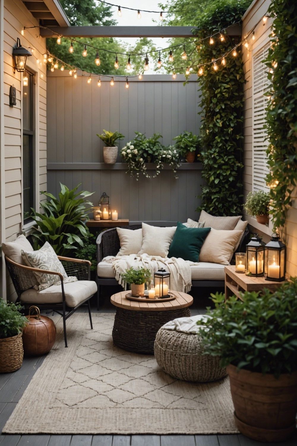 Cozy Patio Nook with Oversized Throws