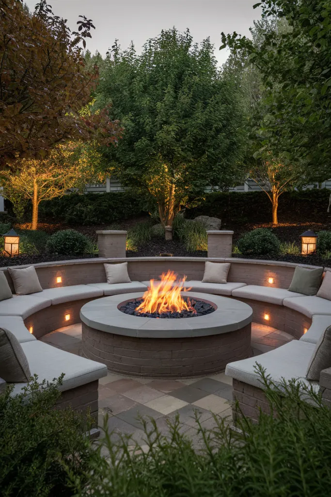 Fire Pit Circle with Built-In Seating
