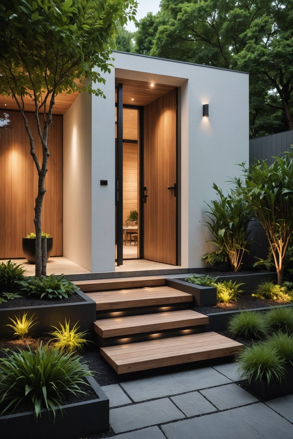 Wooden Steps with a Cantilevered Design for a Sleek Look