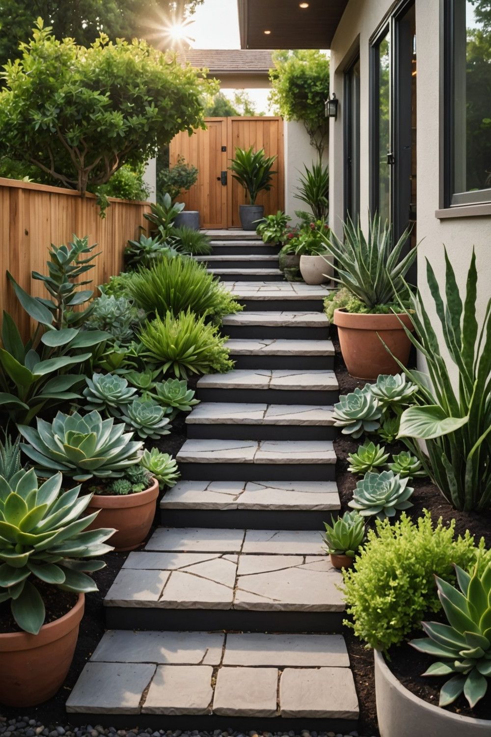 Tiered Steps with Small Planters