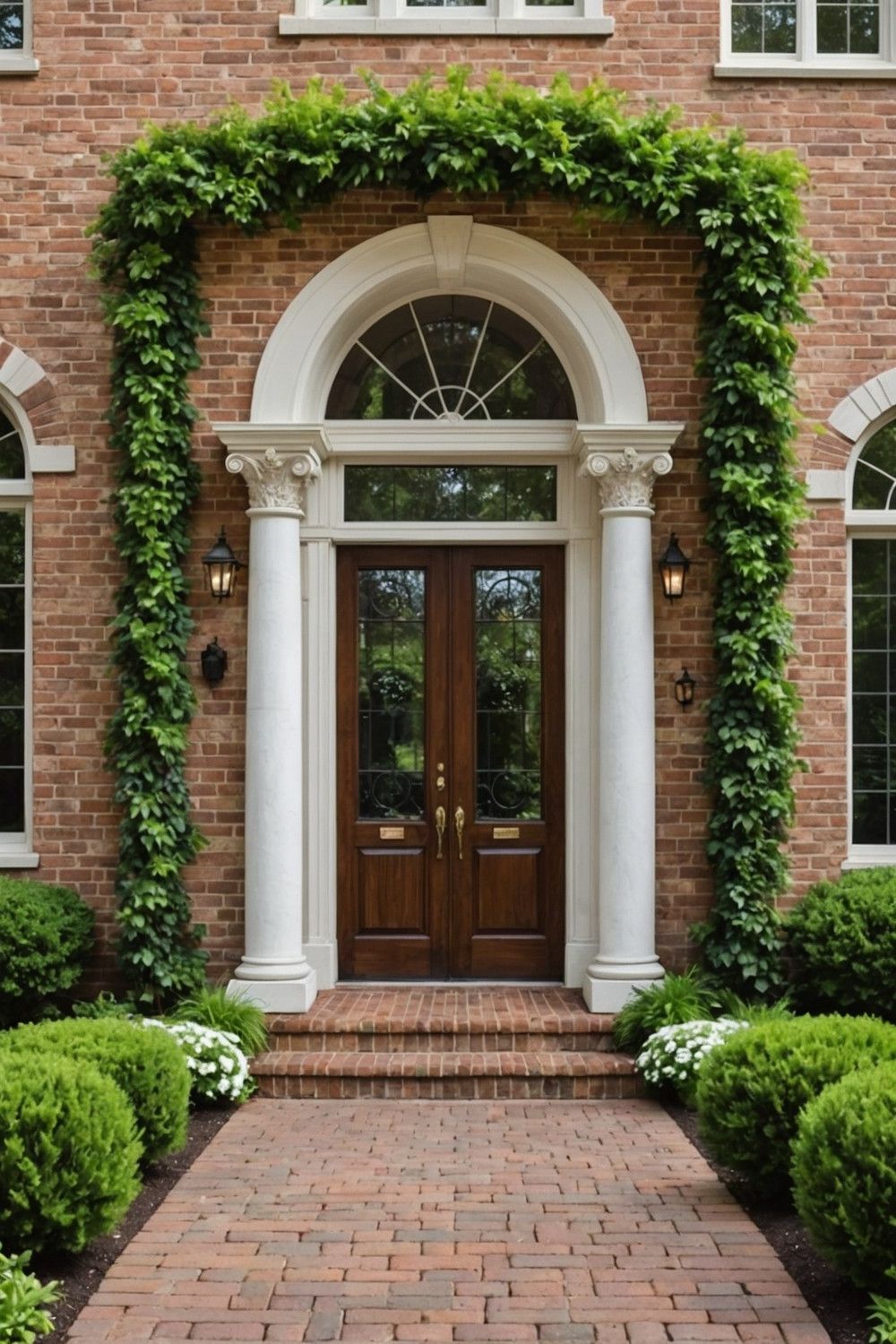 Brick Retaining Wall with Columned Entrance
