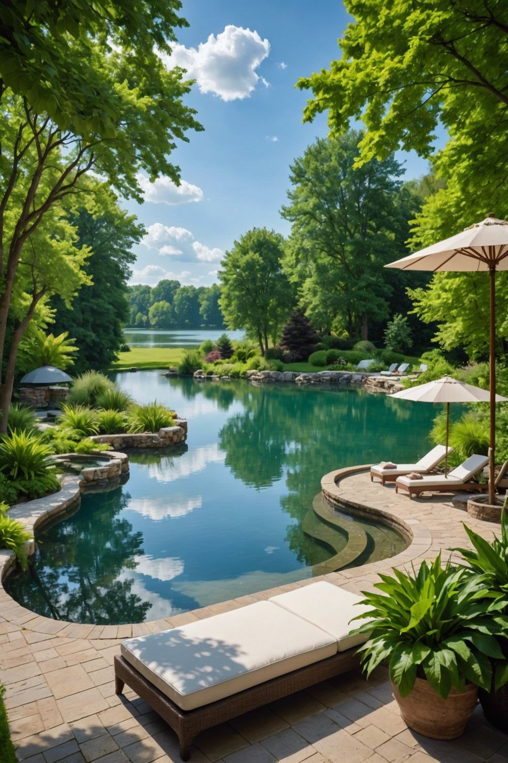 Raised Pool with Vanishing Edge and Lake Views