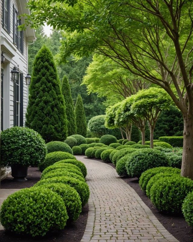 Boxwood-Lined Walkway