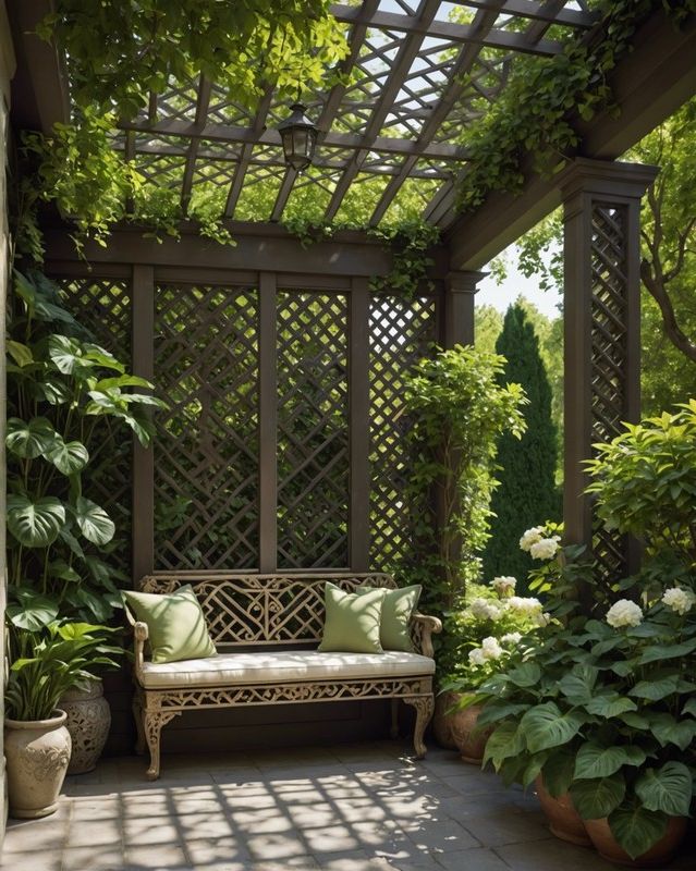 Lattice Roof with Built-in Bench