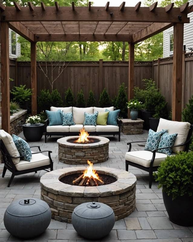 Cozy Courtyard with Fire Pit and Lounge Chairs