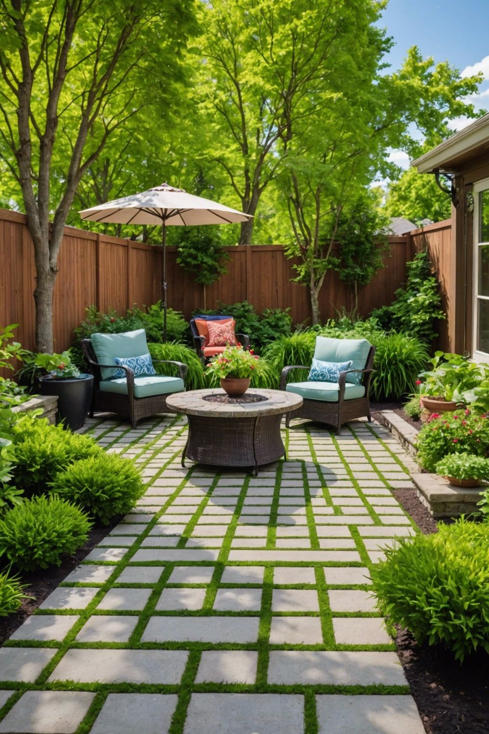 Small Pavers with Grass In-Between