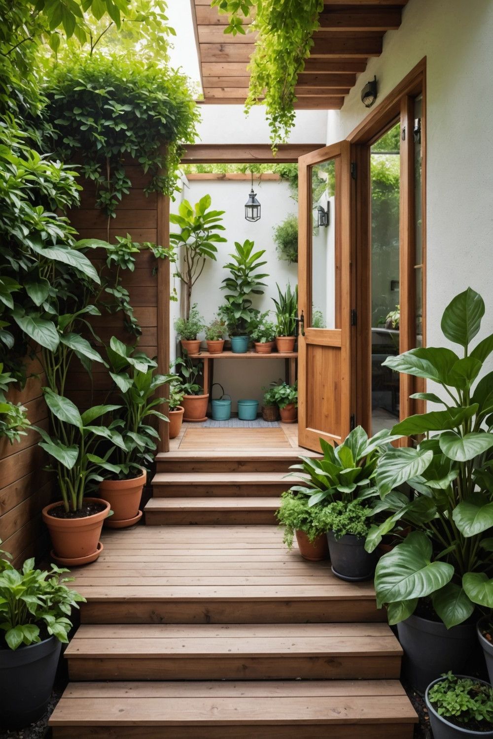 Wooden Steps with Built-in Shelving for Storage