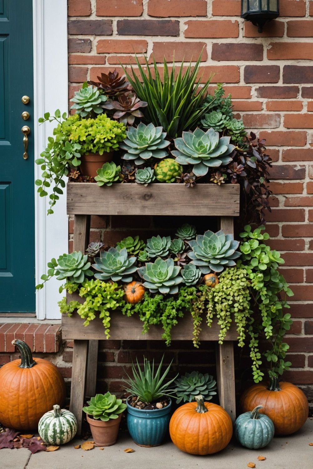 Rustic Wooden Planter Boxes with Succulents