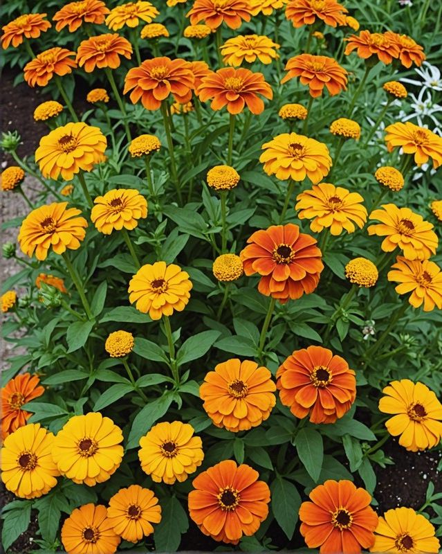 Pollinator's Delight with Marigolds, Zinnias, and Black-eyed Susans