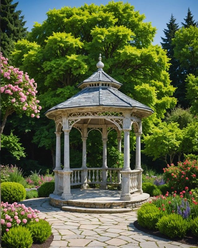Gazebo with Stone Base