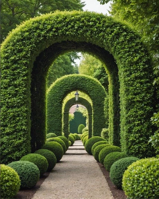 Boxwood Hedge with Archway