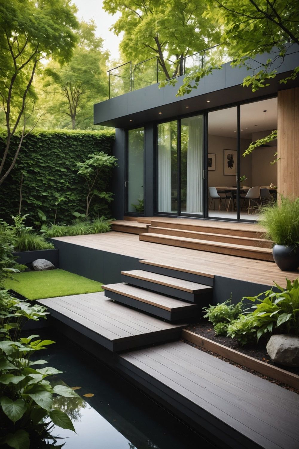 Cantilevered Steps with Floating Deck