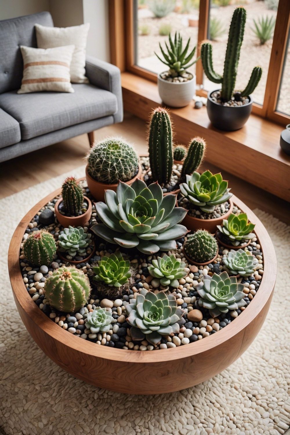 Desert Chic with Cacti and Pebbles