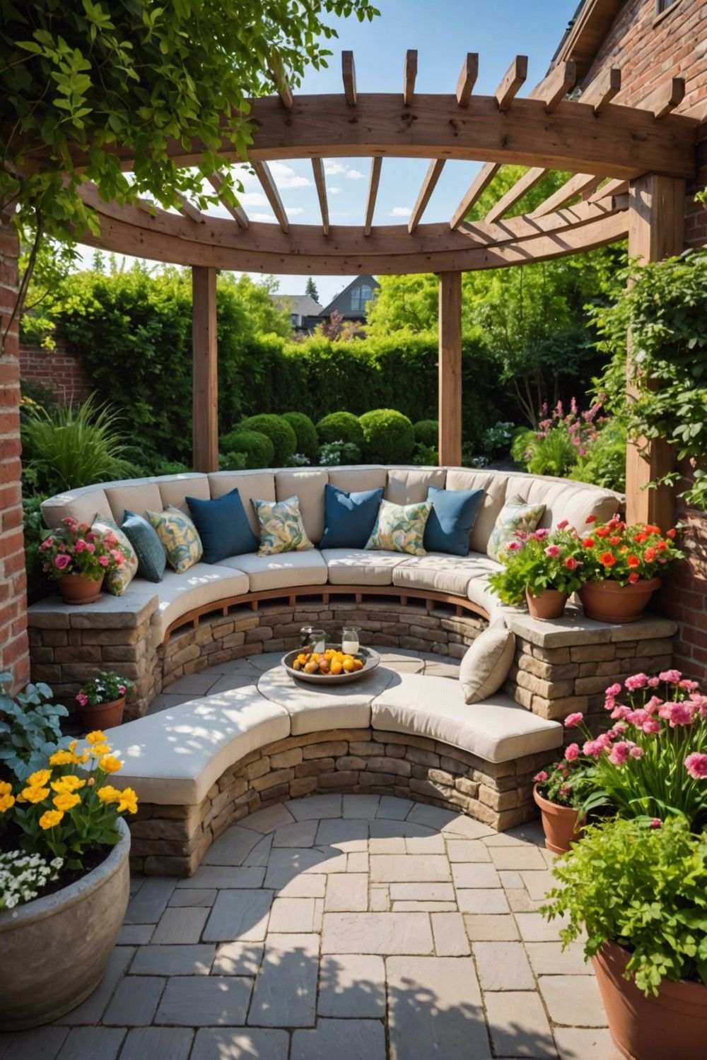 Patio with Built-In Bench Seating