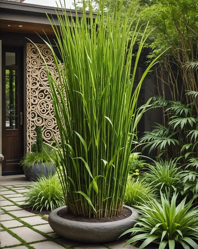 Lemongrass and sculpture
