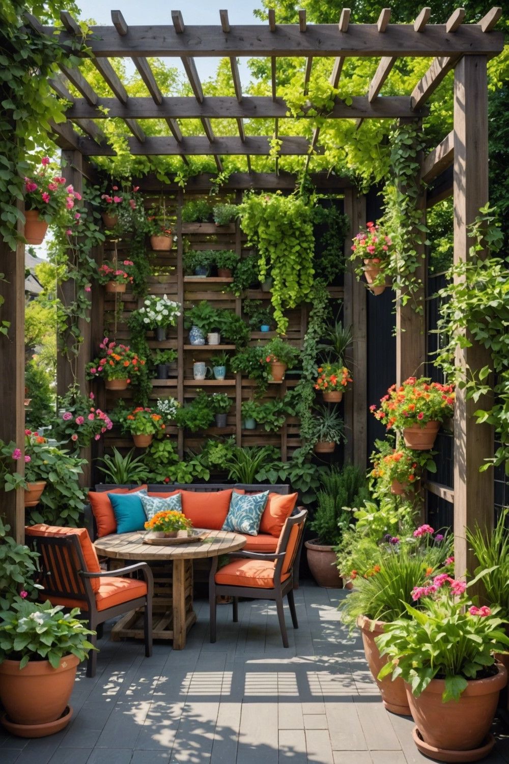 Pergola with Vertical Garden and Trellis
