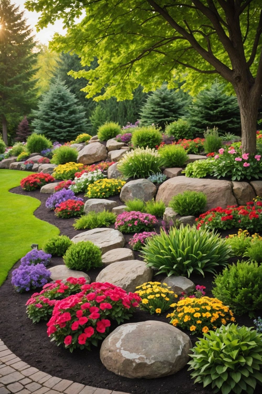 Implement Boulder Edging for Flower Beds