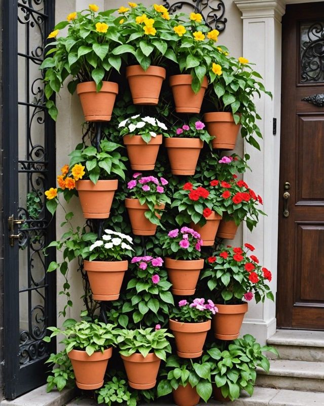 Tiered Flower Pots with Climbing Vines
