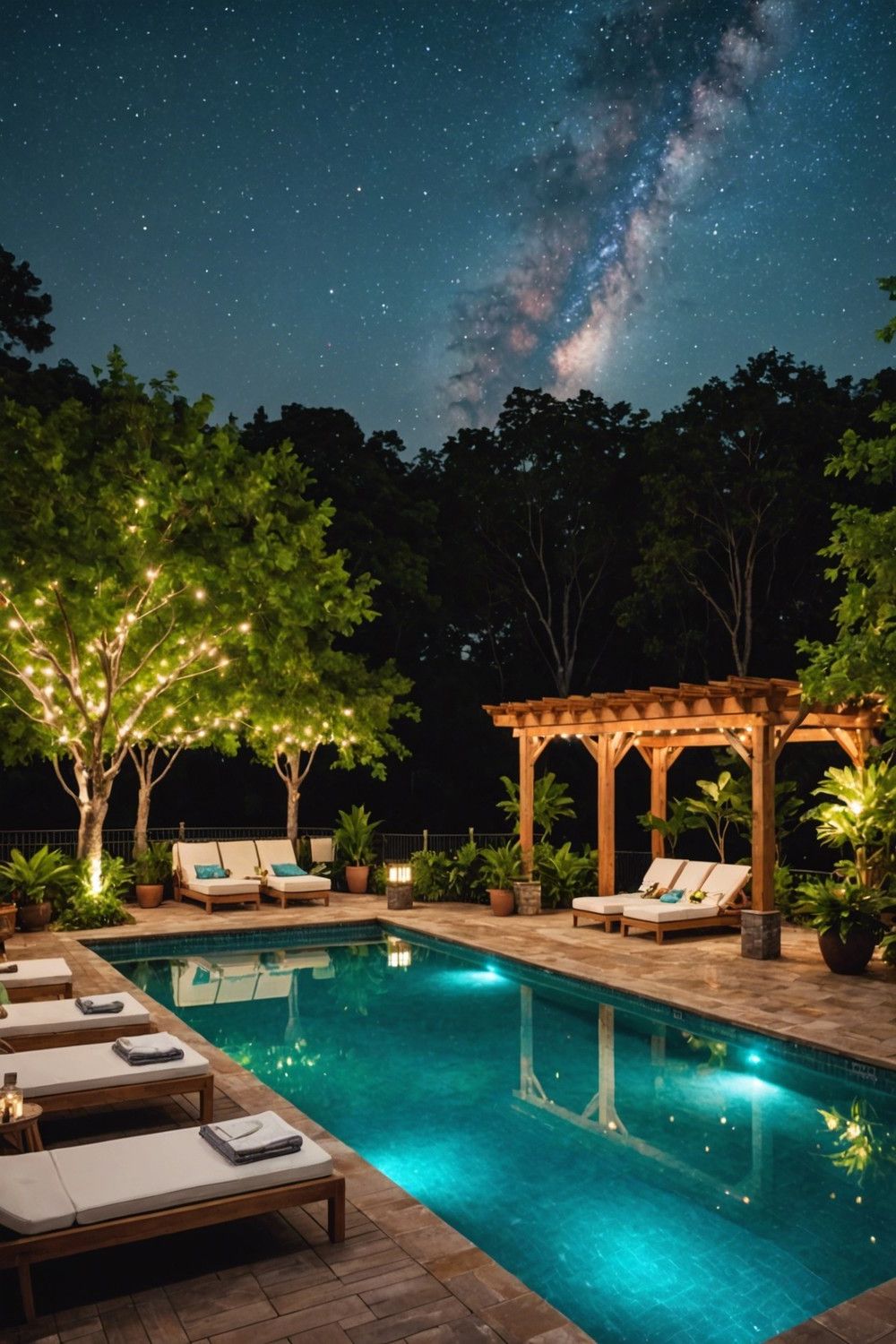 Raised Pool with Built-in Hot Tub