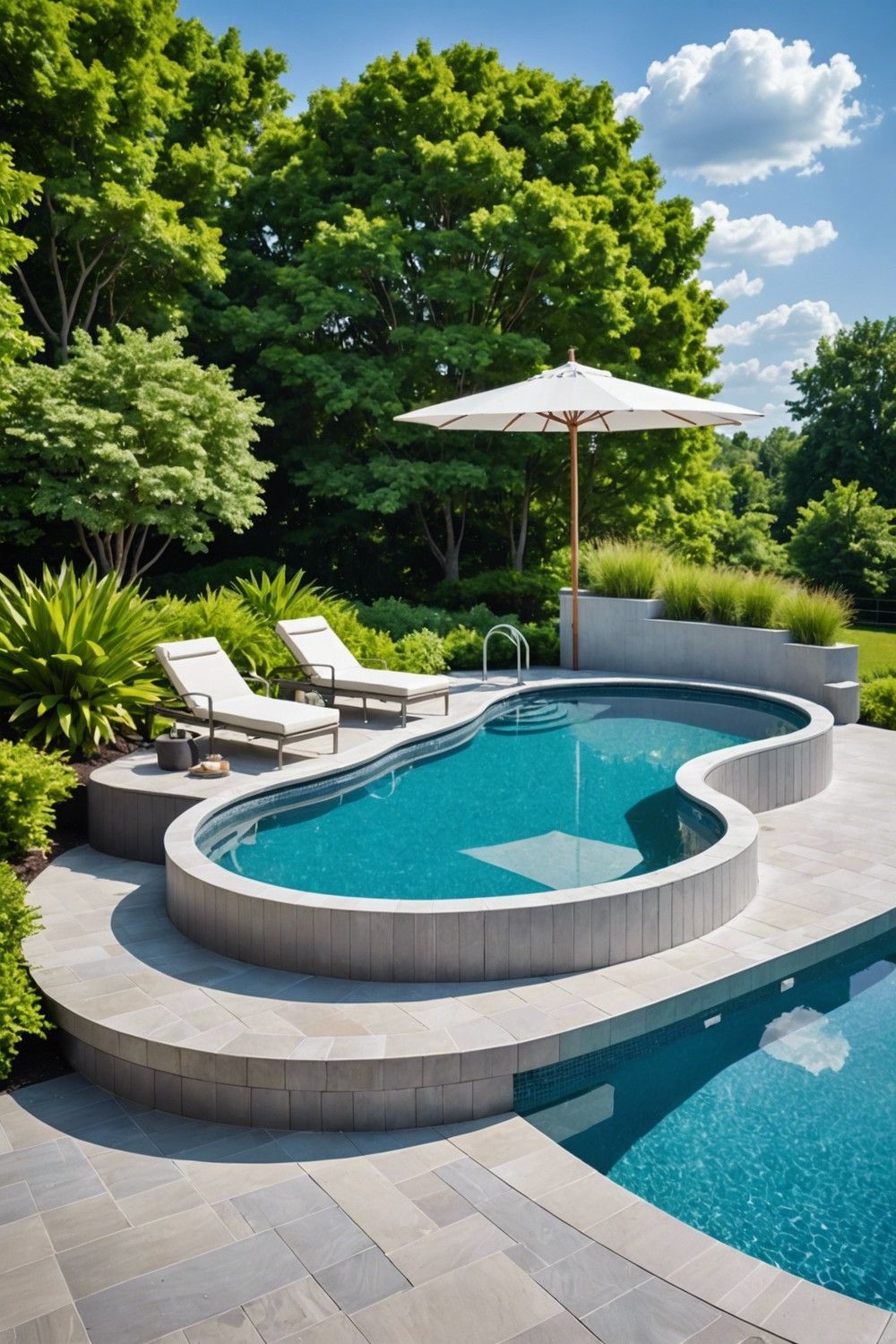 Contemporary Curve: Curved Deck with Modern Railings