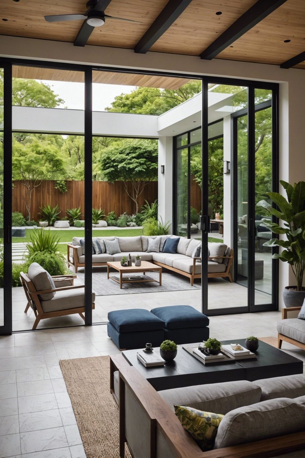 Indoor-Outdoor Space with Sliding Doors
