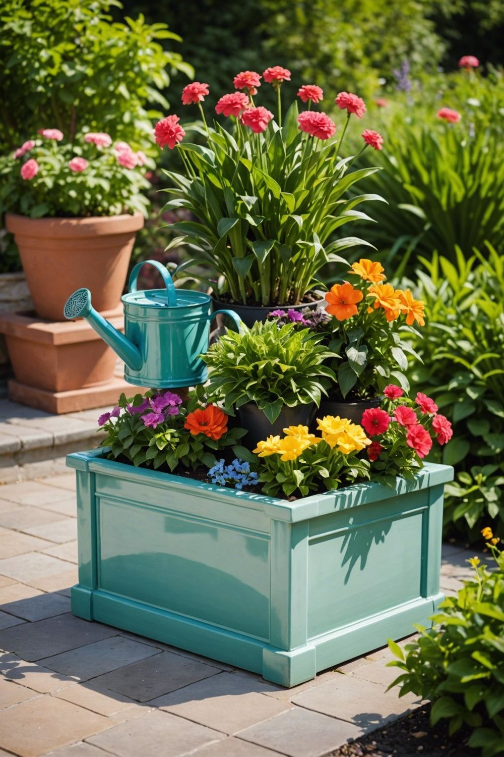 Ceramic Tile Planter Box with Built-In Drainage