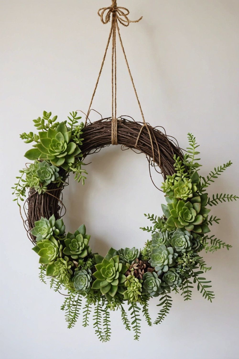 Hanging Succulent Wreath with Sedum