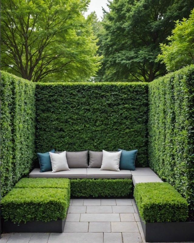 Boxwood Hedge with Built-in Bench