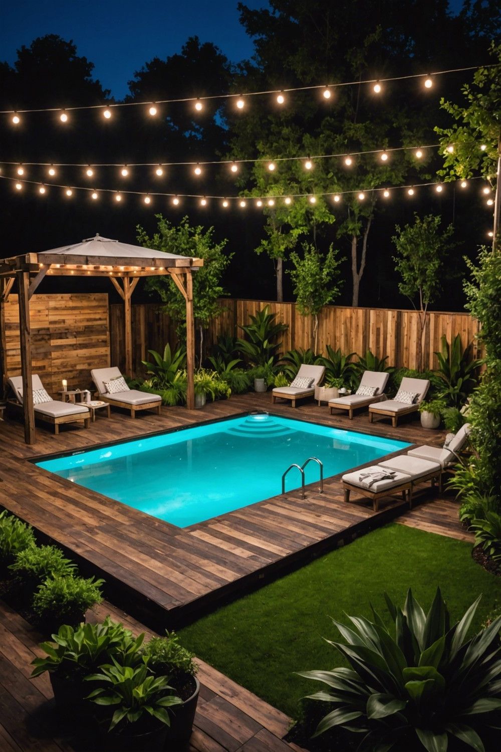 Pallet Pool Decks with Perimeter Lighting
