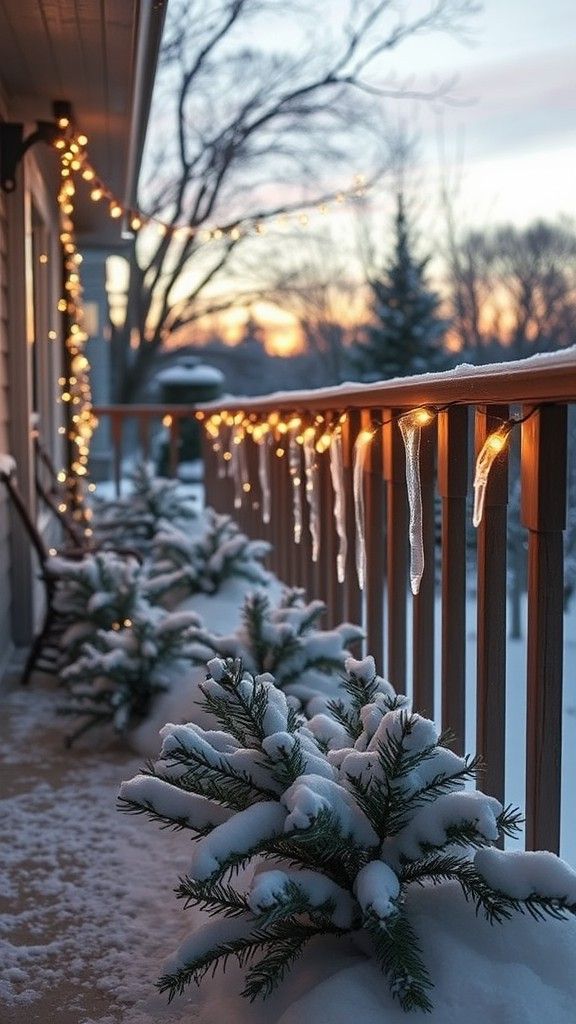 Icicle Lights along Railings