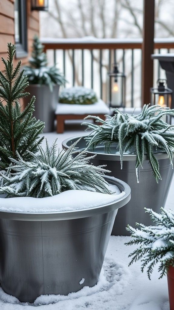 Sleek Galvanized Steel Planters
