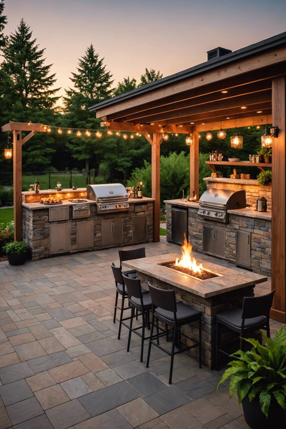 Patio with Outdoor Kitchen and Bar
