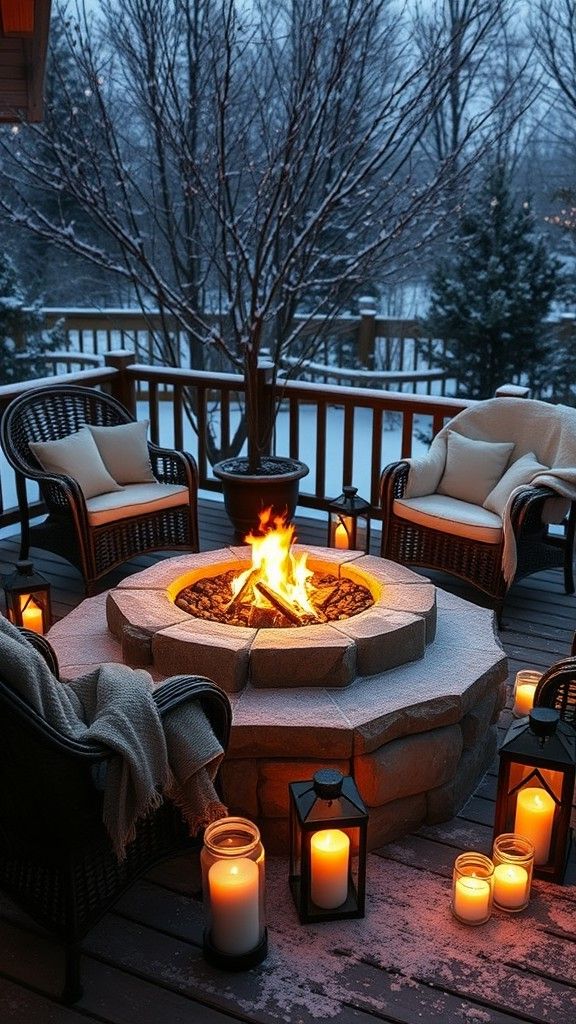 Cozy Fire Pit with Candles