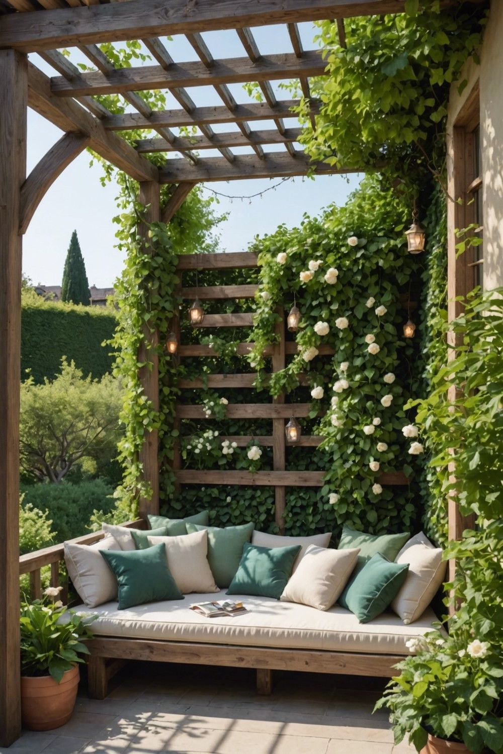 Corner Pergola with Built-In Seating