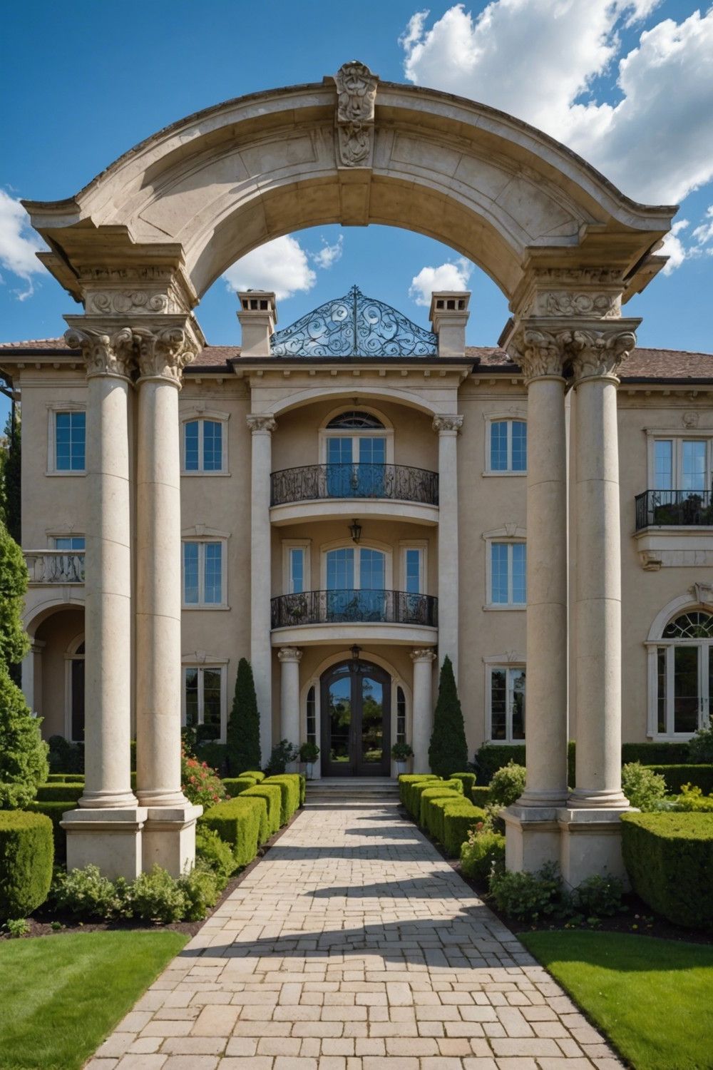 Grand Entrance Pergola with Columns and Archway