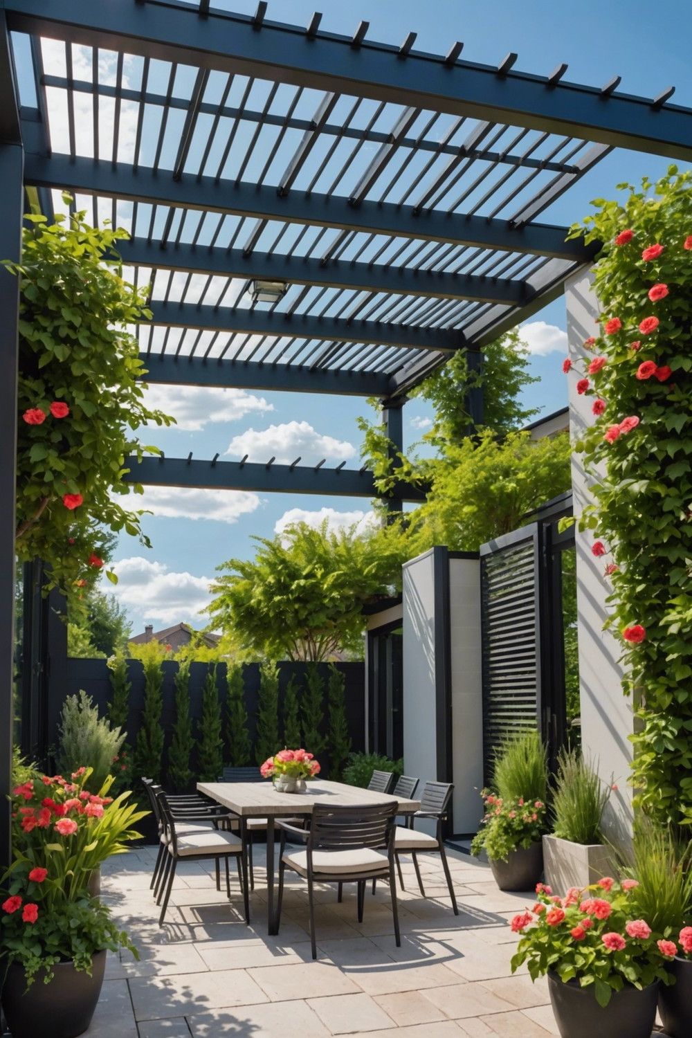 Pergola with Adjustable Louvered Roof