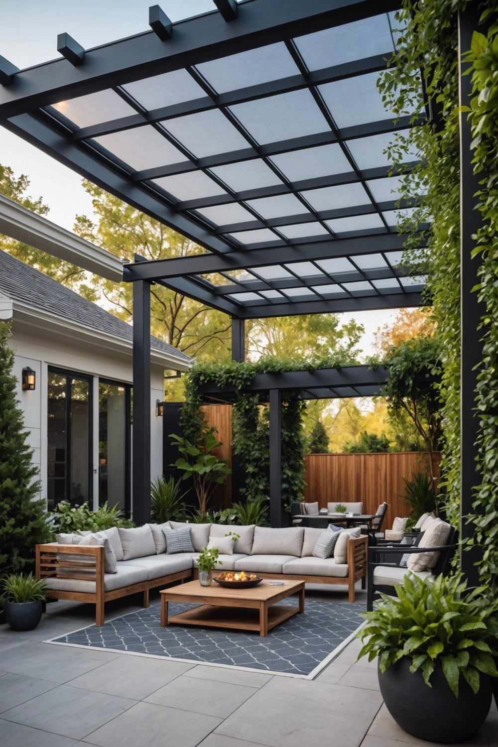 Pergola with Solar Screens for Energy Efficiency