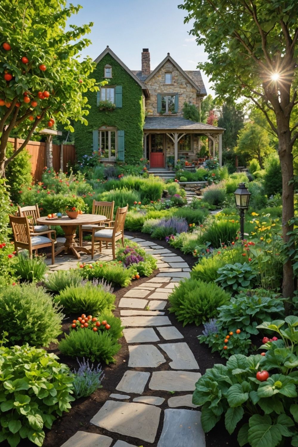 Edible Landscape with Fruit Trees and Veggies
