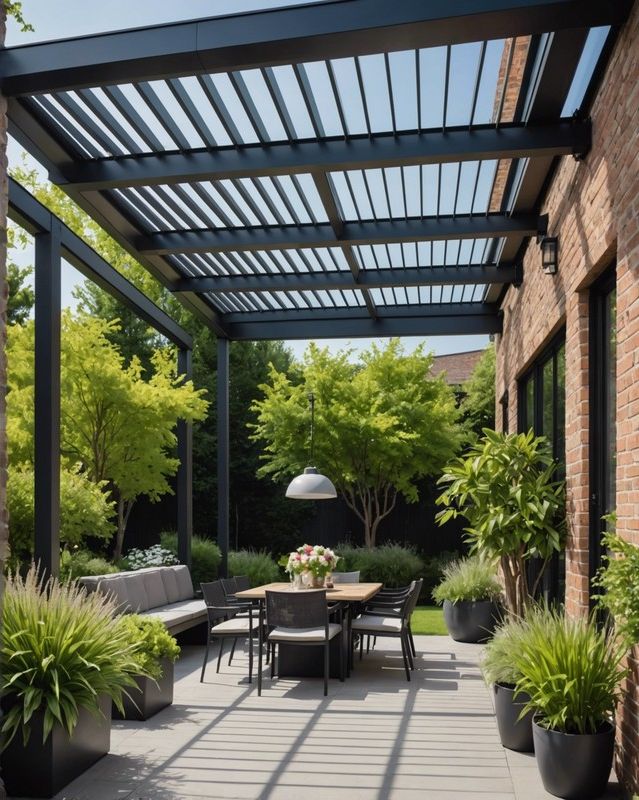 Retractable Pergola with Louvered Roof