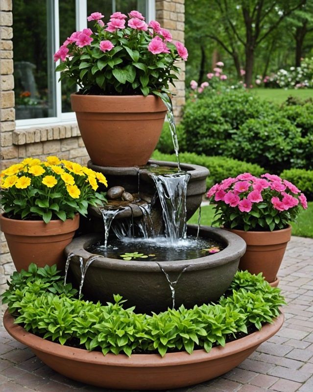 Flower Pots with Water Features