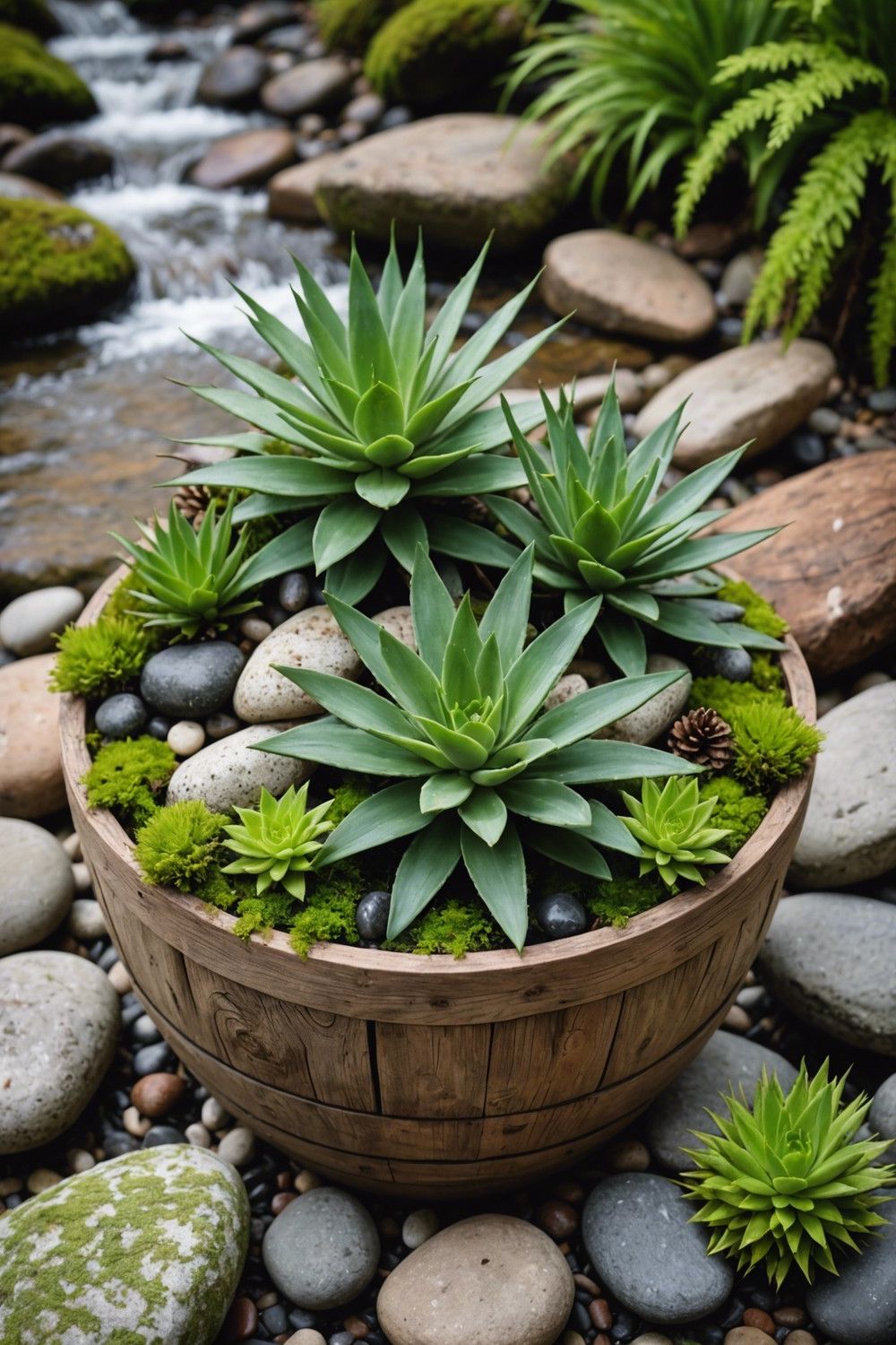 Earthy Woodland Container with Aloe